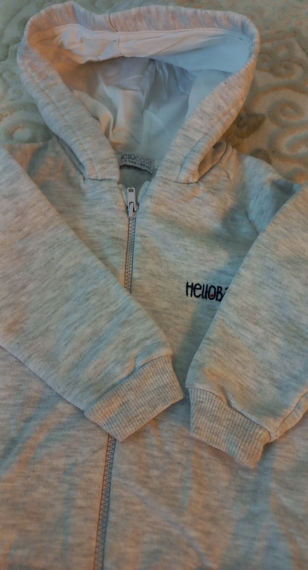 Kapüşonlu Erkek Çocuk Gri Fermuarlı Sweatshirt - Görsel 2