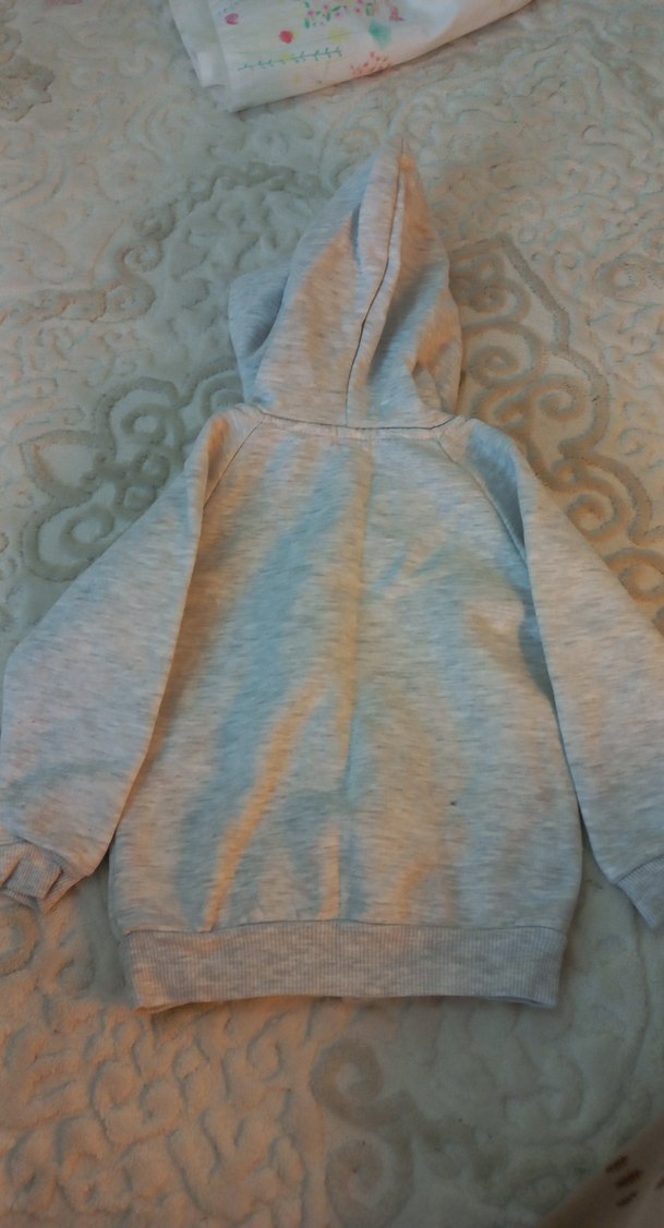 Kapüşonlu Erkek Çocuk Gri Fermuarlı Sweatshirt - Görsel 4