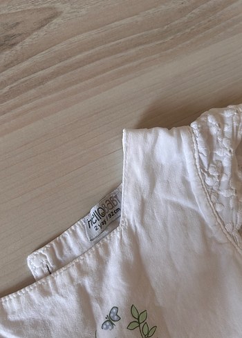 18-24 Ay Beden Beyaz Nakışlı Kız Çocuk Elbise