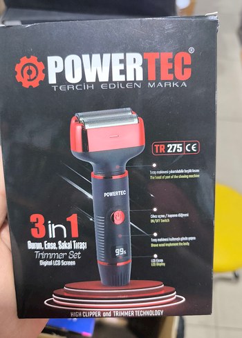 Powertec 3in1 Kırmızı Tıraş Makinesi Seti