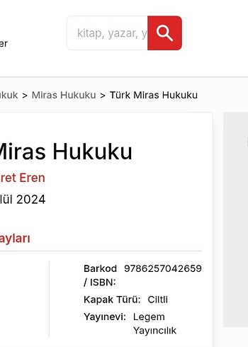 Beden Renk Fikret Eren Türk Miras Hukuku Kitabı - Ciltli - Mor 2024 6.Baskı