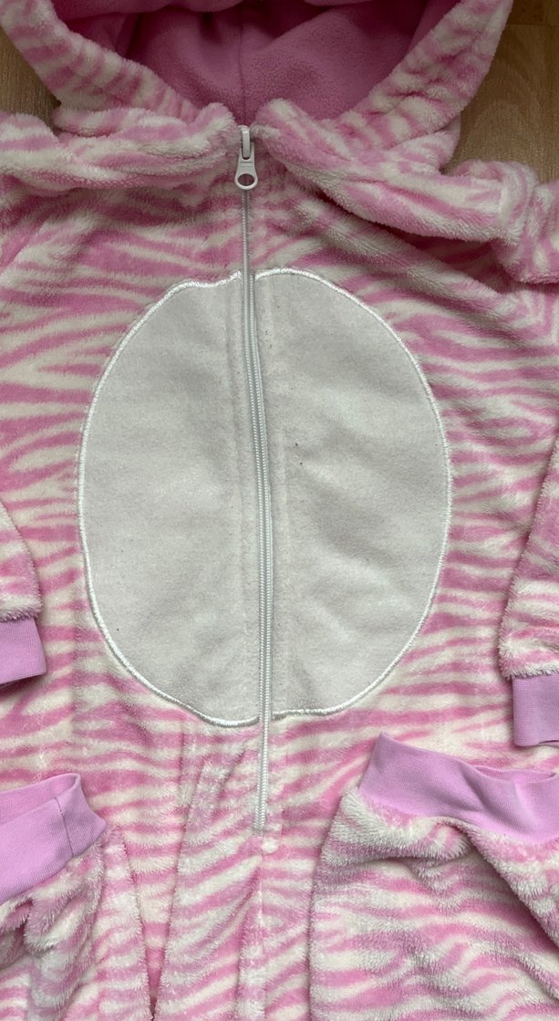 Fermuarlı Pembe Zebra Desenli Kedi tulum - Görsel 3