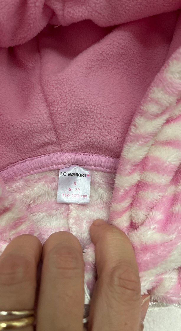 Fermuarlı Pembe Zebra Desenli Kedi tulum - Görsel 2