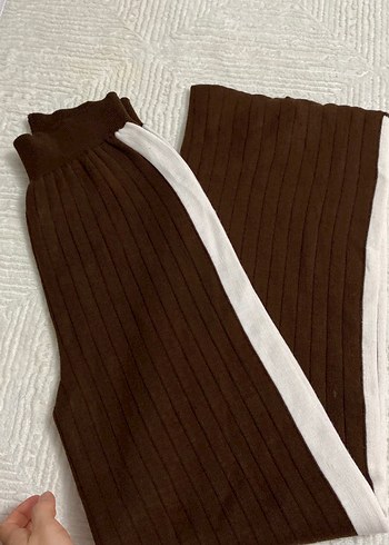 diğer Beden Kahverengi Fitilli Triko Kadın Pantolon