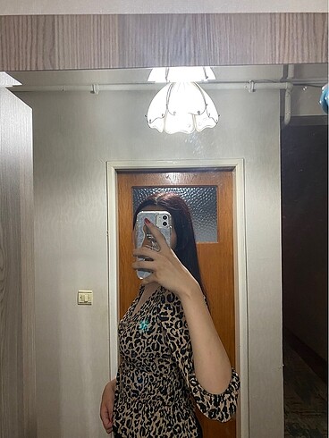 l Beden camel Renk leopar desenli bluz