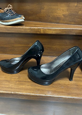 Kadın Siyah Rugan Stiletto Topuklu Ayakkabı - Görsel 5