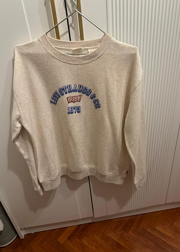 Levis Bej Kadin Baskili Triko Sweatshirt