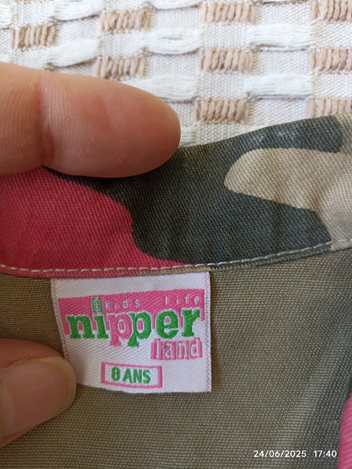 Kız Çocuk Pembe Kamuflaj Düğmeli Ceket - Görsel 4