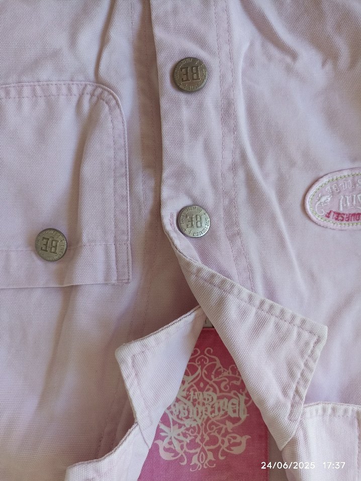 Kız Çocuk Pembe Düğmeli Kot Ceket - Görsel 3