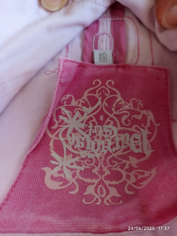 Kız Çocuk Pembe Düğmeli Kot Ceket - Görsel 4