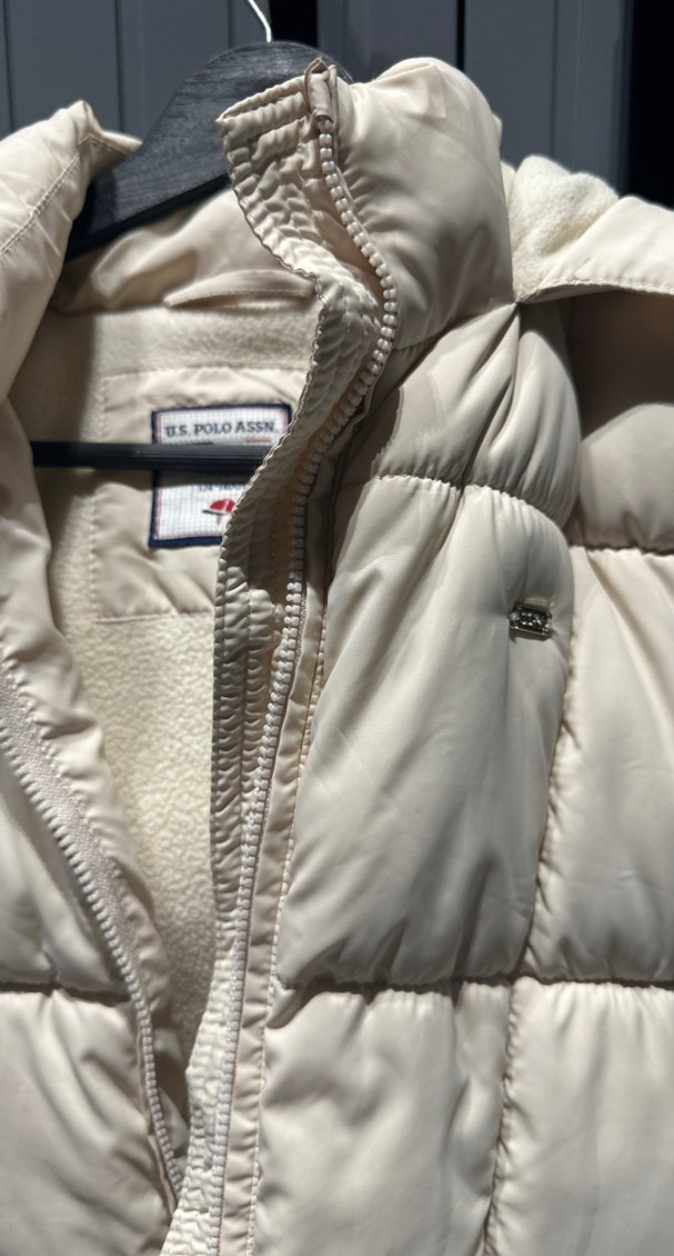 Bej Kürklü Kapüşonlu kız çocuk Yelek - Görsel 2