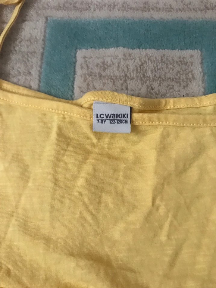 Sarı Kız Çocuk Keten Elbise - Görsel 2