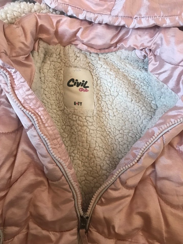 Peluş Detaylı Pembe Kız Çocuk Mont - Görsel 2