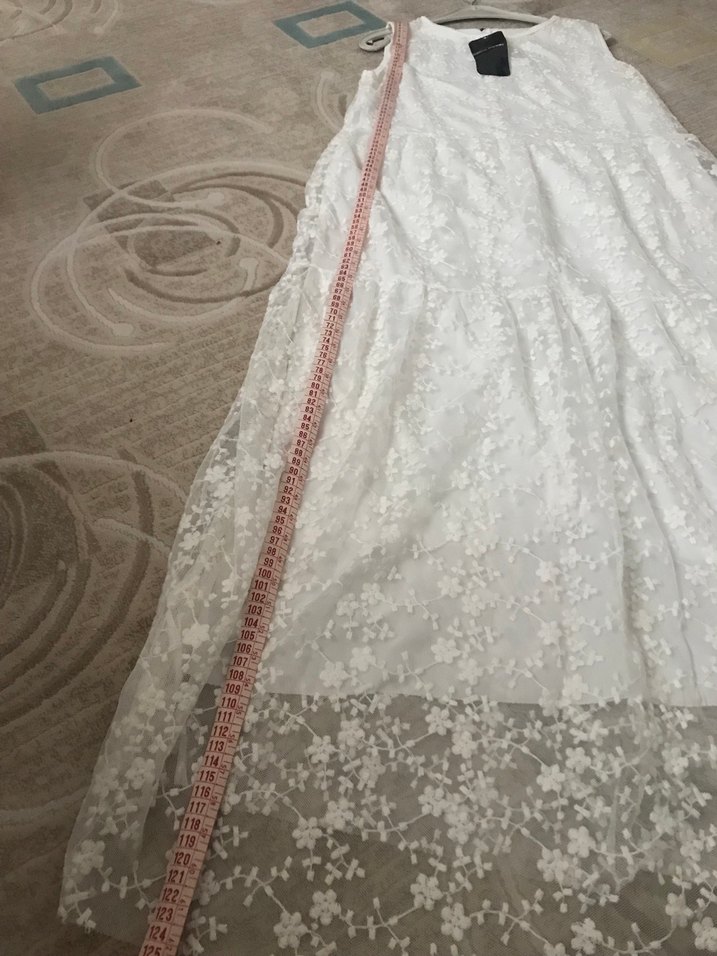 Dantel Detaylı Beyaz Bohem Uzun Elbise - Görsel 3