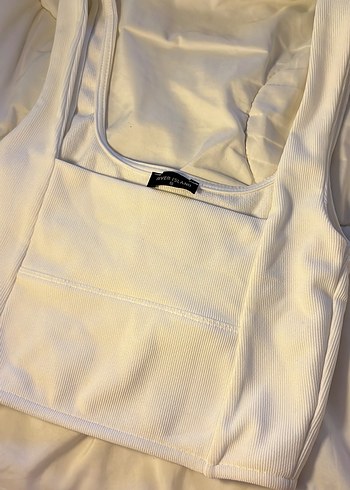 Beyaz Kadın Crop Top - Görsel 2