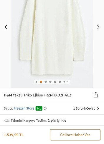 m Beden H&m incili yakalı triko kazak elbise