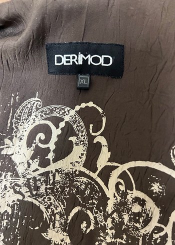 Derimod DERİMOD Vintage Kahverengi Parlak Deri Biker Ceket
