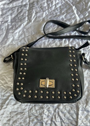 Siyah Deri Punk Çanta - Görsel 2