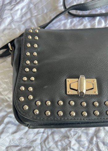 Siyah Deri Punk Çanta - Görsel 7