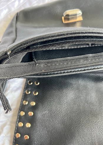 Siyah Deri Punk Çanta - Görsel 5