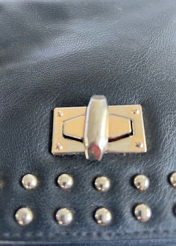 Siyah Deri Punk Çanta - Görsel 8