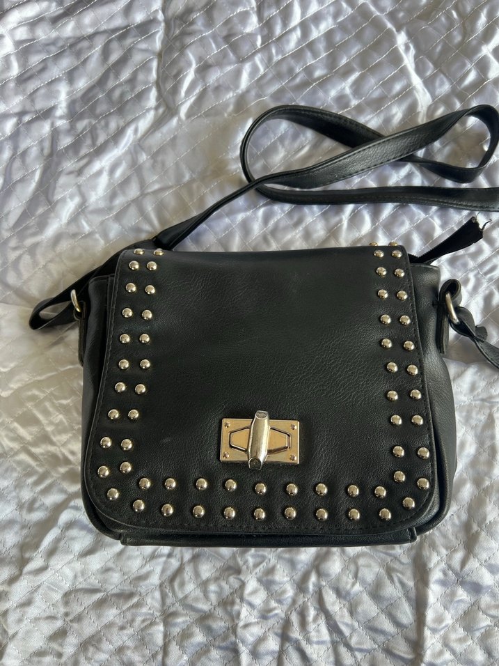 Siyah Deri Punk Çanta - Görsel 2