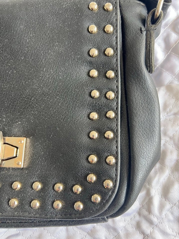 Siyah Deri Punk Çanta - Görsel 4