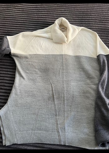 Gri Kadın Boğazlı Triko Kazak - Görsel 5