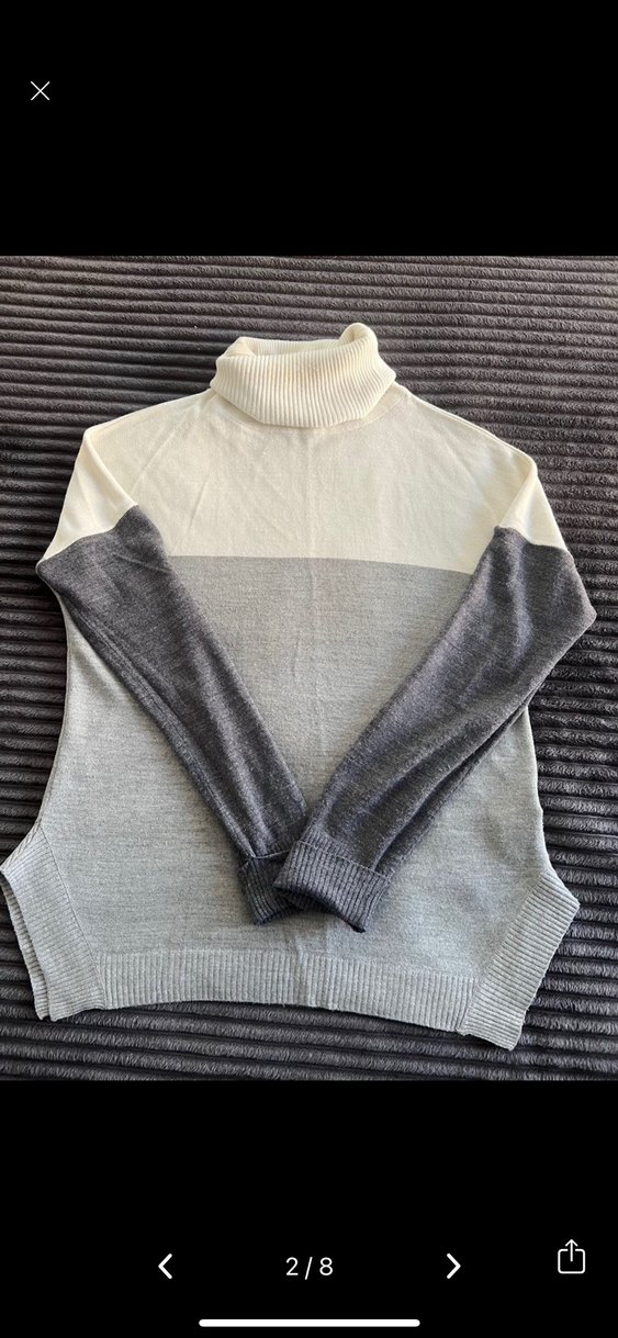 Gri Kadın Boğazlı Triko Kazak - Görsel 2