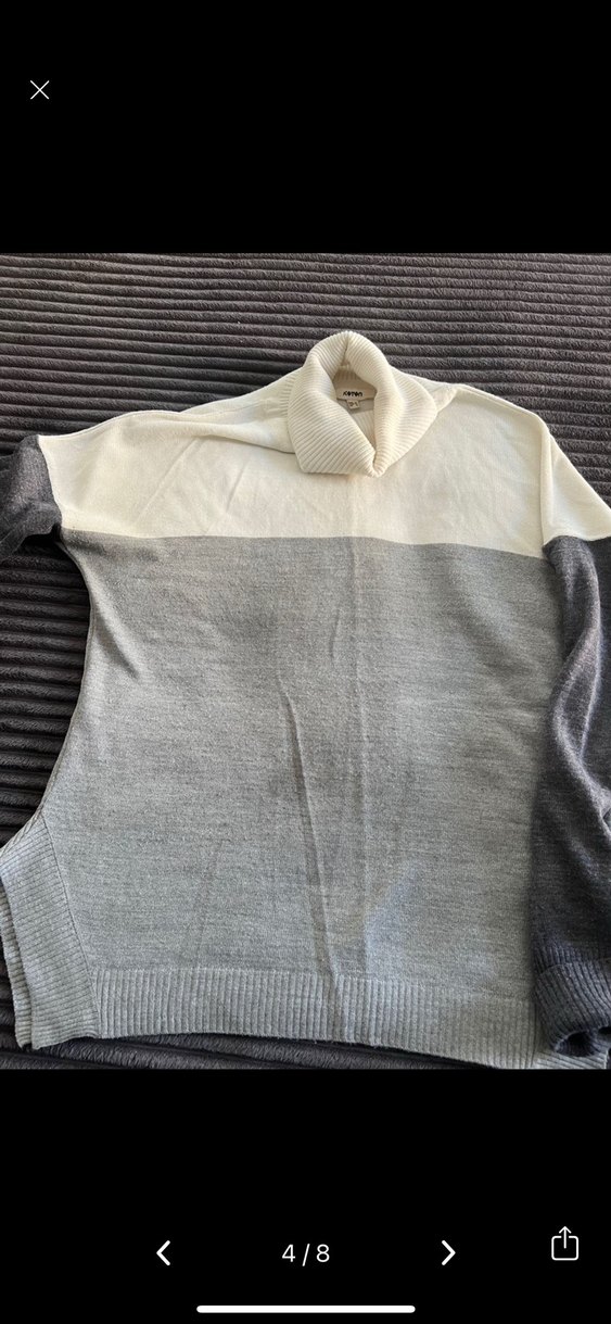 Gri Kadın Boğazlı Triko Kazak - Görsel 5