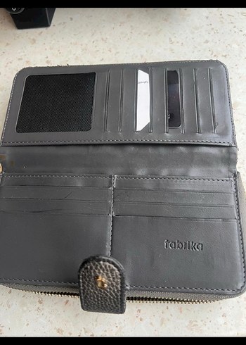 Gri Deri Kadın Cüzdanı Tokalı - Görsel 4