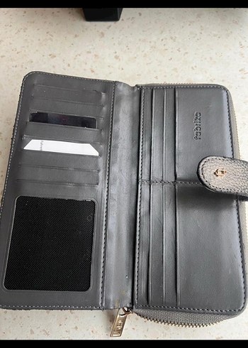 Gri Deri Kadın Cüzdanı Tokalı - Görsel 5