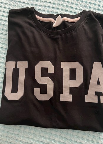 USPA Baskılı Siyah Erkek Tişört - Görsel 4
