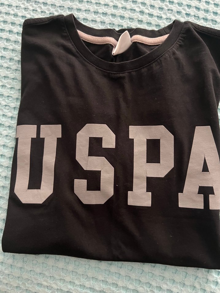 USPA Baskılı Siyah Erkek Tişört - Görsel 4