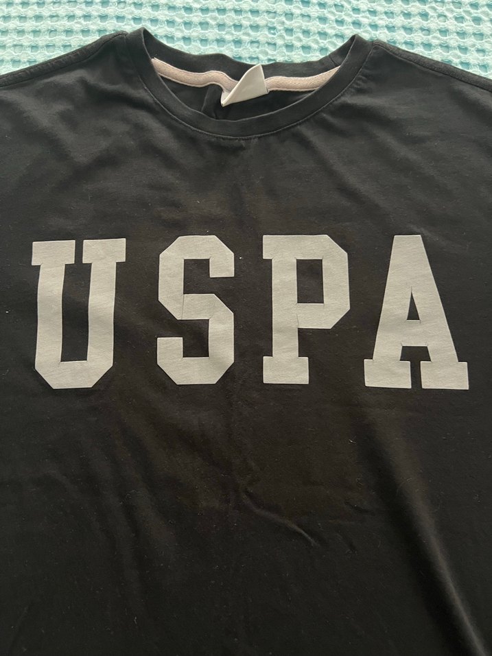 USPA Baskılı Siyah Erkek Tişört - Görsel 2