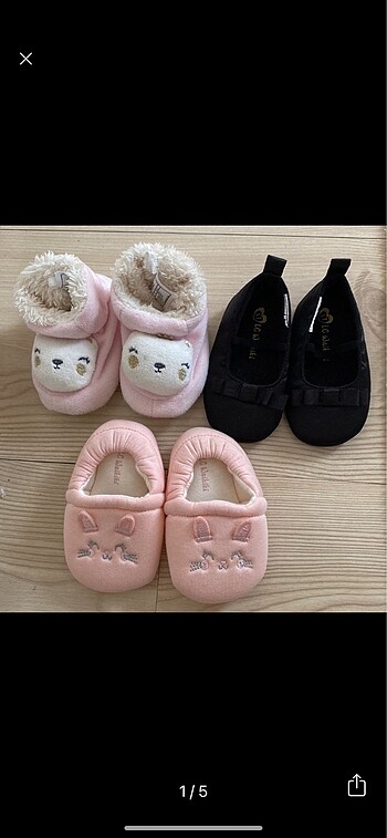 3 adet bebek ayakkabı panduf