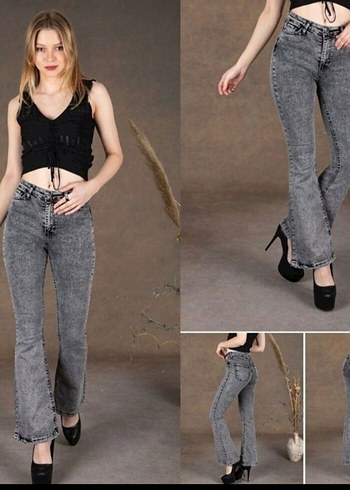 Siyah eskitme İspanyol Denim Kadın Jean
