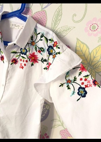 Zara Renkli Nakışlı Bohem  Gömlek - Görsel 2