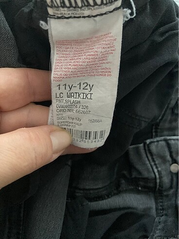 11-12 Yaş Beden Koyu gri kot pantolon