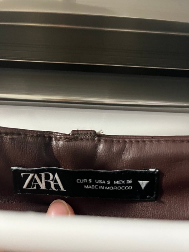 Kahverengi Deri Kadın Düz Paça Pantolon - Görsel 5