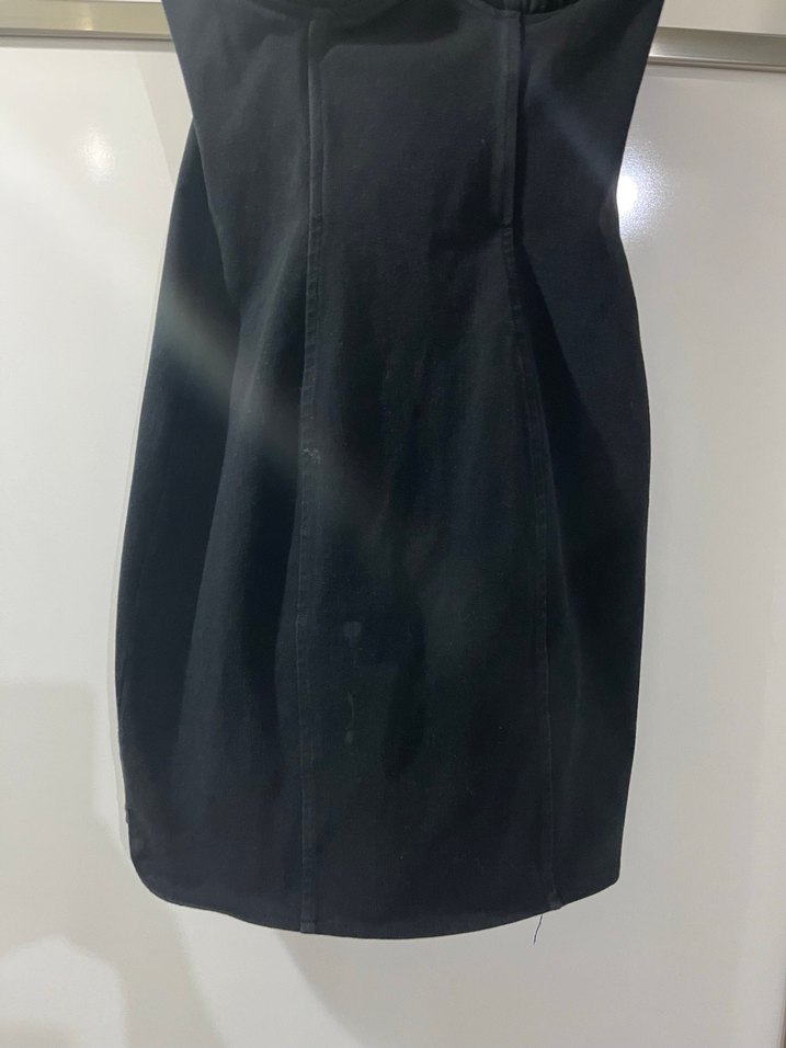 Siyah V Yaka İnce Askılı Midi Elbise - Görsel 5