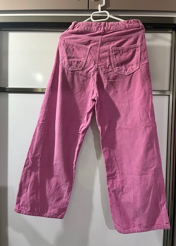 Kızlar için Pembe Bol Kesim Keten Pantolon - Görsel 9