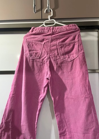 Kızlar için Pembe Bol Kesim Keten Pantolon - Görsel 8