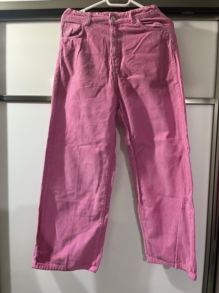 Kızlar için Pembe Bol Kesim Keten Pantolon - Görsel 2
