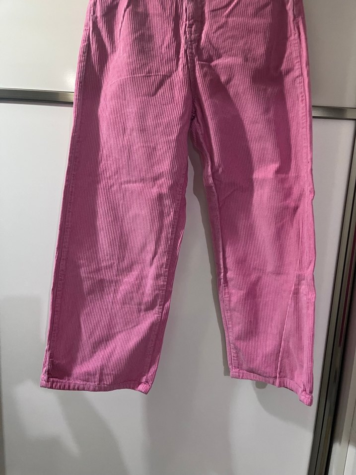 Kızlar için Pembe Bol Kesim Keten Pantolon - Görsel 4