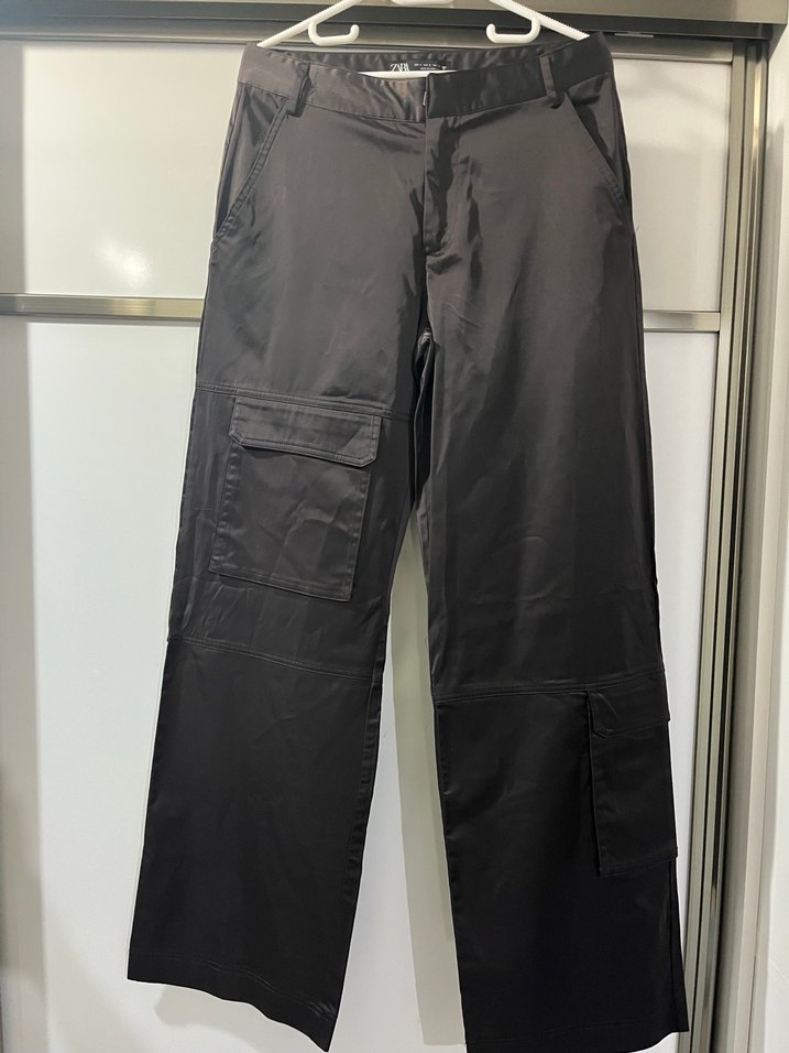 Siyah Bol Kesim Kemerli Kadın Pantolon - Görsel 2