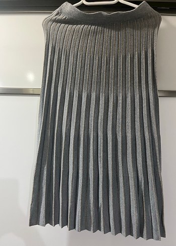 Gri Pliseli Uzun Kadın Etek - Görsel 7