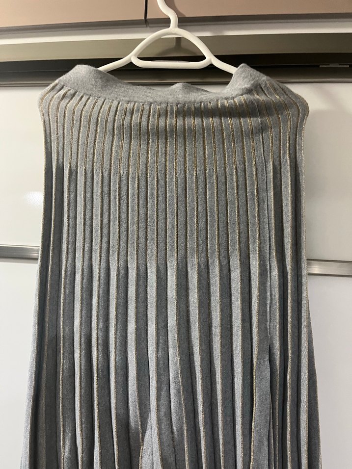 Gri Pliseli Uzun Kadın Etek - Görsel 3