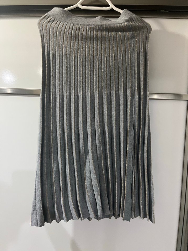 Gri Pliseli Uzun Kadın Etek - Görsel 5