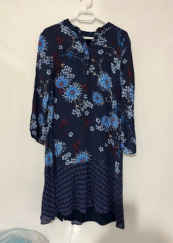 Uzun Kol V Yaka Lacivert Bohem Tunik - Görsel 10